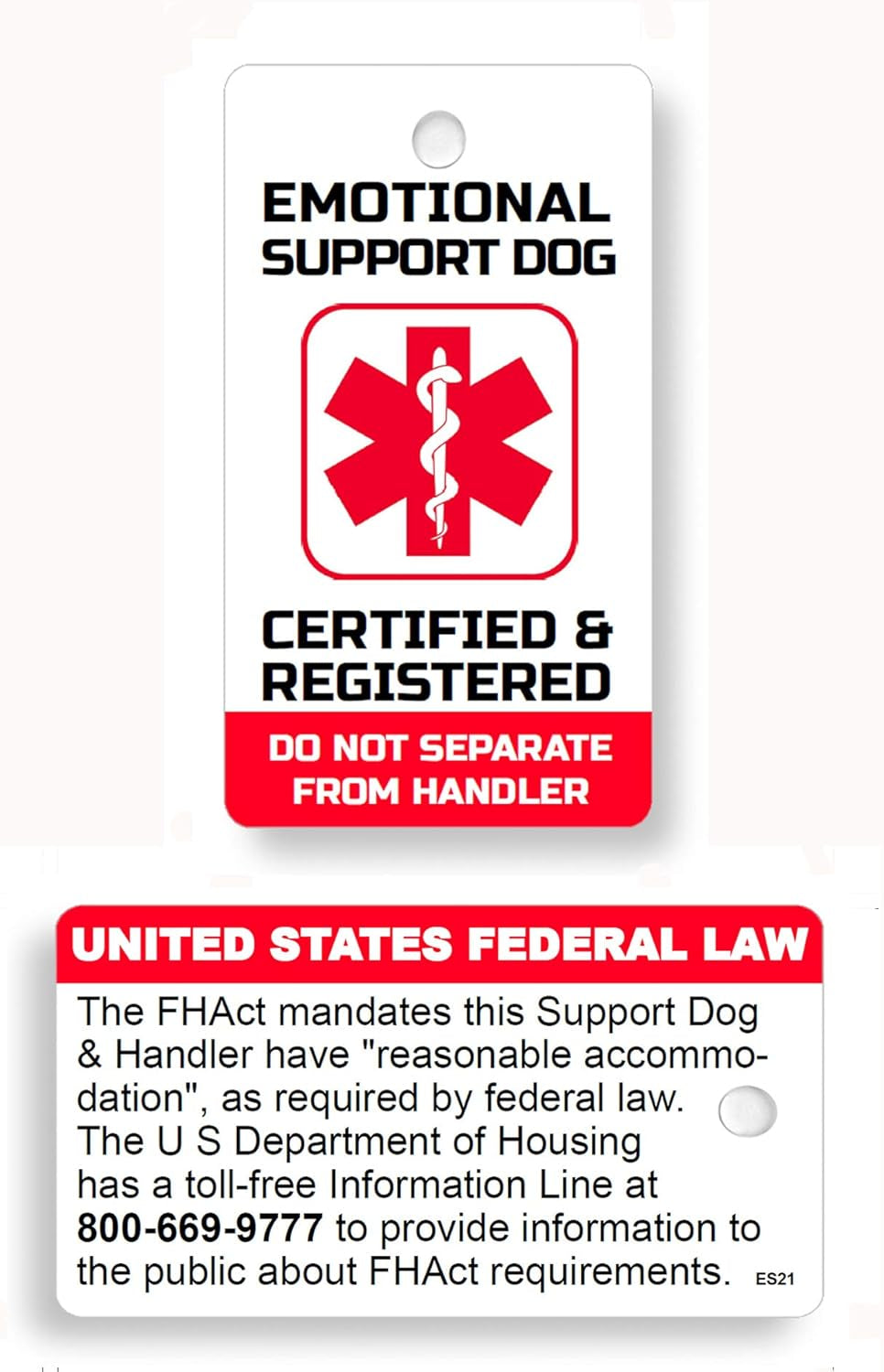 Service, Diabetic, Seizure, ESA, PTSD, or Therapy Dog Key Tag/Collar Tag for ADA And/Or Fhact Service and Support Animals